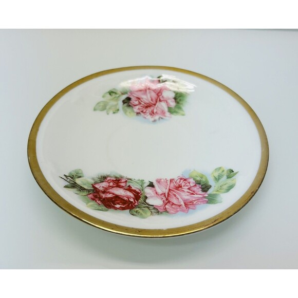 Zeh, Scherzer & Co Bavaria Plate Saucer Pink Roses Flowers Gold Trim 5.5” VNTG - Picture 2 of 9